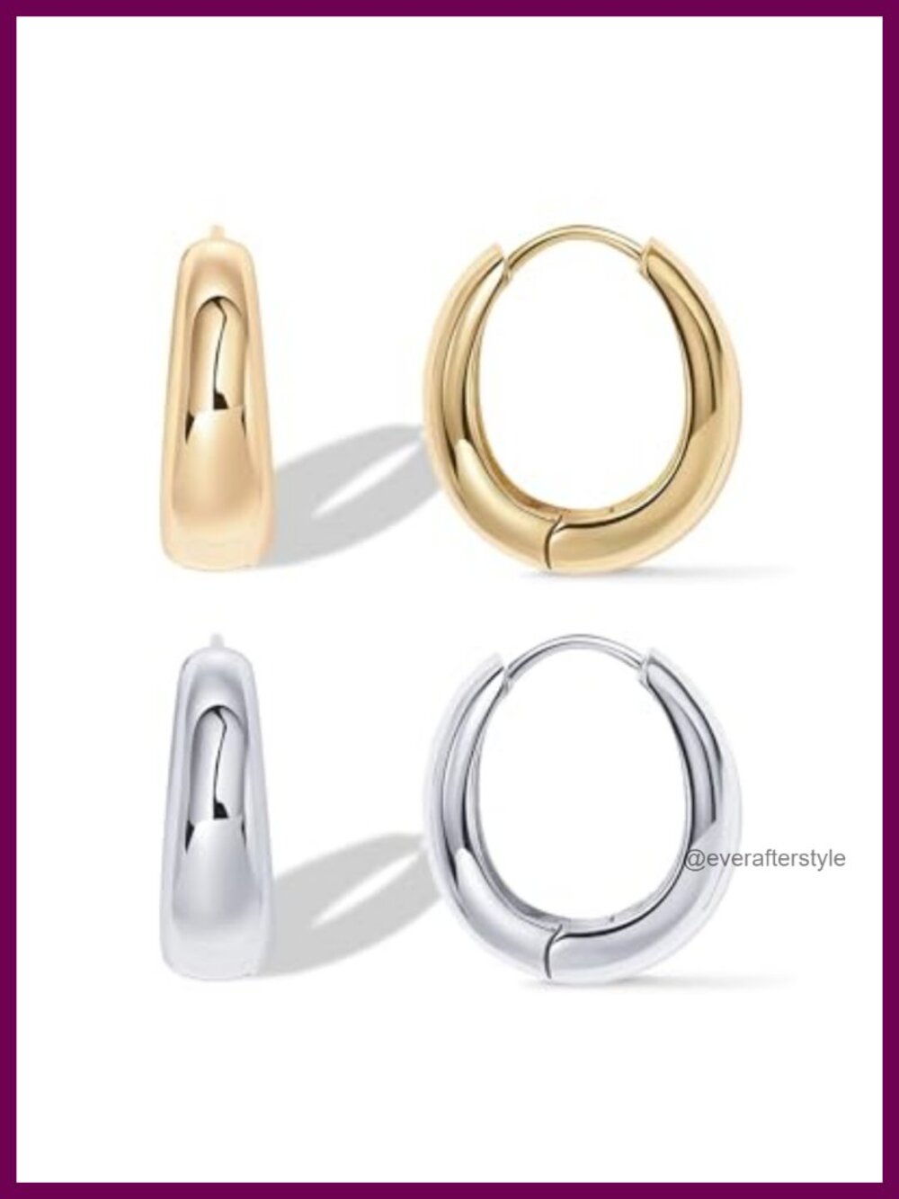 14K Gold Plated Small Chunky Hoop Earrings for Women, Hypoallergenic, 19mm